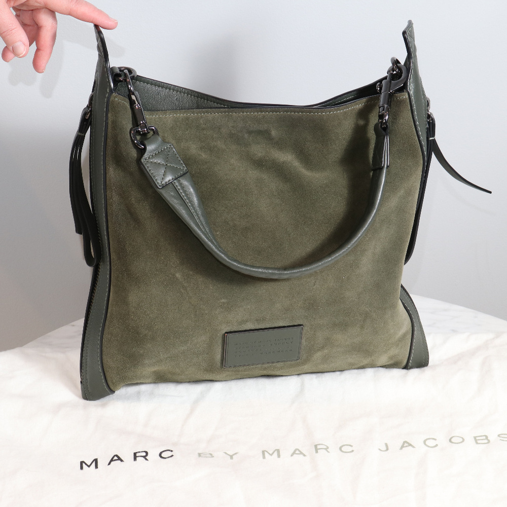 Marc by Marc army green suede and leather handbag.